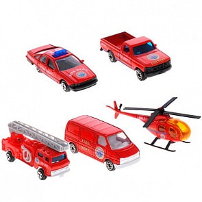 Игровой набор - Пожарная команда, 5 штук (Welly, 97506B-1)