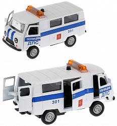 Металлическая машина УАЗ- 396259 Полиция ДПС, свет, звук (Технопарк, CT-1232WB-H) - миниатюра