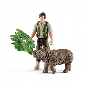 Игровой набор - Рейнджер и индийский носорог (Schleich, 42428k)