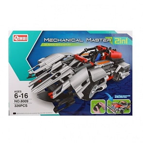 Конструктор 2в1, Внедорожник-грузовик на радиоуправлении, 326 деталей, 4 канала, аккумулятор, USB зарядка (Наша Игрушка, 8009)