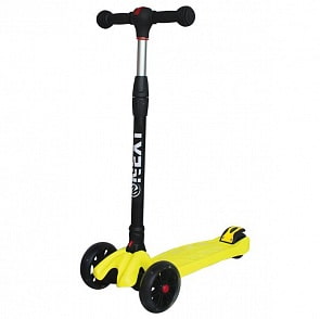 Самокат 3-колесный складной с полиуретановыми светящимися колесами 135 и 90 мм., желтый (M08-YELLOWsim)