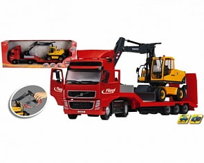 Трейлер-погрузчик с экскаватором, фрикционый (Dickie, 3415480)