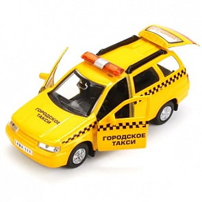 Инерционная металлическая модель Lada 111 - такси 12 см (Технопарк, SB-16-67-T-WB)