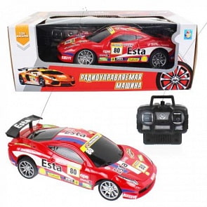 Спортавто Машина на радиоуправлении, масштаб 1:24, 27 МГц, 20 см, 4 канала, на батарейках, свет, красная (1Toy, Т13836)