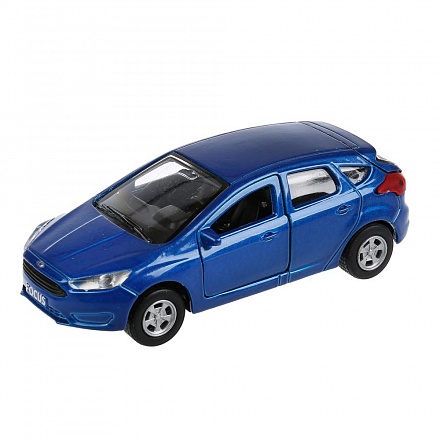 Инерционная металлическая машина - Ford Focus хэтчбек, синий 12 см, открываются двери 