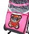 Санки-коляска Snow Galaxy - City-1-1 - Мишка в красной футболке в очках, цвет розовый на больших надувных колесах, сумка, варежки  - миниатюра №6
