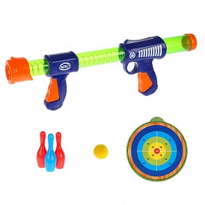 Бластер с мягкими шариками, кеглями и мишенью  (Играем вместе, ZY876663-R)