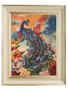 Мозаика из пайеток на холсте - Павлин (Волшебная мастерская, МХ-09)