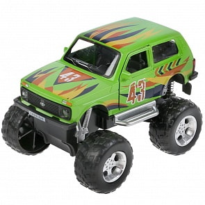 Машина Lada 4x4 Монстр Джип 11 см свет-звук двери и багажник открываются металлическая (Технопарк, LADA4X4-12SLMONST-GN)