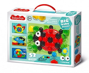 Мозаика для самых маленьких Baby Toys, 52 элемента, 5 цветов, d25 и d40 (Десятое королевство, 02517ДК)