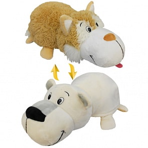Вывернушка 2 в 1 - Коричневый хаски-Полярный медведь, 40 см (1Toy, Т12332)