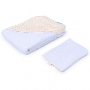 Полотенце с уголком и варежкой Nuovita Grazia 100 x 100 махра/плюш-соты, бело-кремовый / bianco-crema (Nuovita, NUO-DPOL_1633)