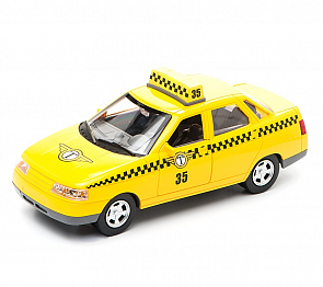 Инерционная машина металлическая Lada 110 «Такси» свет, звук 1:43 (Технопарк, A553-H11064sim)