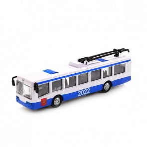 Троллейбус металлический инерционный 16,5 см, открываются двери (Технопарк, SB-16-65WB)