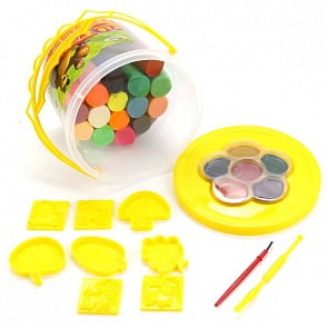 Масса для лепки Играем вместе Маша и медведь 18 цветов в ведре (Multiart, 48018PD-2-MMsim)