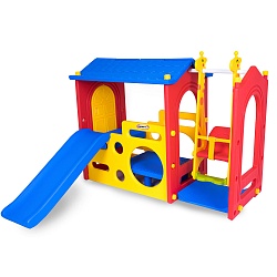 Детский игровой комплекс для дома и улицы: игровой домик, детская горка, детские качели, лаз (Haenim Toy, DS-703) - миниатюра