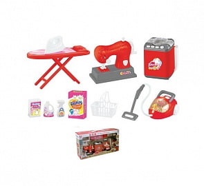 Набор для маленькой хозяйки: стиральная машина, пылесос, швейная машинка, гладильная доска с утюгом (Junfa Toys, 979-24)