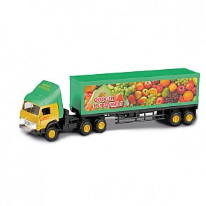 Инерционная металлическая машина КАМАЗ "Овощи и фрукты"  свет, звук 1:43 (Технопарк, CT10-108-8sim)