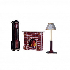Модель деревянная сборная - Часы, лампа и камин (Wooden Toys, PC009)