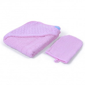 Полотенце с уголком и варежкой Nuovita Grazia 100 x 100, махра/вельбоа, цвет - розовый / rosa (Nuovita, DPOL_1602)