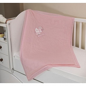 Плед вязанный UPS PUPS USNS14-01 с аппликацией Домик, 95*115 (акрил, розовый)