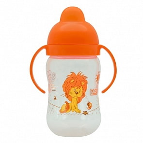 Поильник-непроливайка с твердым носиком – Веселые животные, 250 мл, оранжевый (Lubby, 15184/144/12_оранжевый)