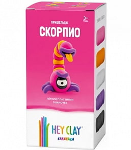 Легкий пластилин для лепки Залипаки - Скорпио, 5 банок (Hey Clay)