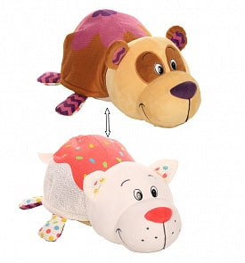 Плюшевая игрушка Вывернушка Ням-Ням 2-в-1 – Панда с ароматом черничных оладьев - Кошечка с ароматом ванильного пирожного, 35 см (1Toy, Т13918)