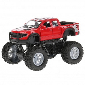 Машина металлическая Бигфут 12,5 см, открываются двери, инерционная, подвеска, красная (Технопарк, YW112720-R)