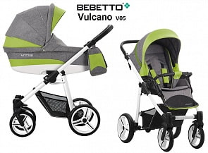 Детская коляска Bebetto Vulcano New 2 в 1, шасси белая/BIA (Bebetto, WB159_V05)