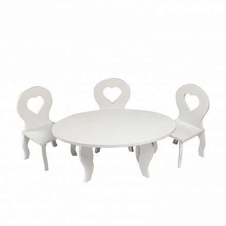 Набор мебели для кукол Шик: стол + стулья, белый 