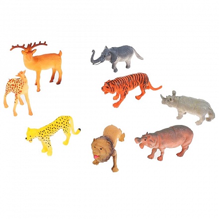 Набор игрушек из пластизоля – Дикие животные, 8 штук, 10 см  