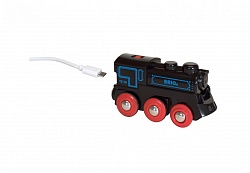 Игровой набор – Подзаряжаемый ретро-паровоз с mini-USB (Brio, 33599) - миниатюра