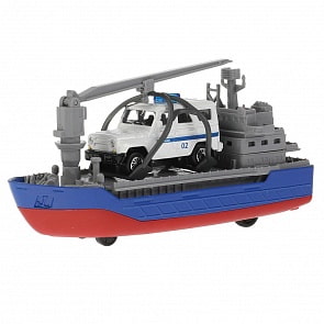 Полицейский транспортный корабль 17 см с машиной Уаз Hunter свет-звук (Технопарк, CRANEBOAT-17SLPOL-HUNTBU)