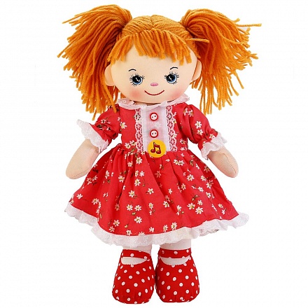 Музыкальная мягкая игрушка - Куколка в красном платье, 40 см, 5 песенок, 2 стихотворения А. Барто 