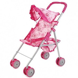 Коляска для кукол с корзиной и ремнем безопасности, розовая (Карапуз, 63BIW-C2sim)