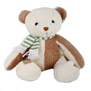 Мишка с вельветовыми вставками в шарфике, 30 см (Gulliver, 14-71566)