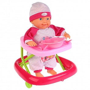 Интерактивный пупс с мягким телом, 33 см, 4 функции, ходунки (Карапуз, BAE8399-01-RU)