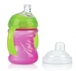 Поильник с силиконовым носиком-непроливайкой и съемными ручками, 240 мл, розовый (Nuby, ID10052_розовый)