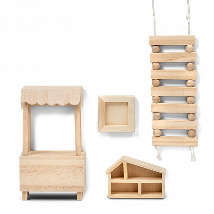 Набор деревянной мебели для домика Сделай сам - Игрушки 
