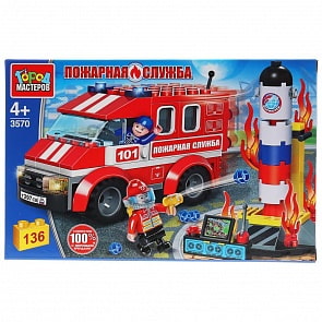 Конструктор Пожар на космодроме, с фигурками, 136 деталей (Город мастеров, 3570-AA)