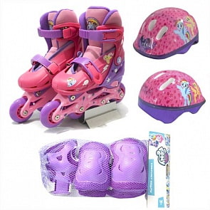 Набор с раздвижными роликами из серии Мой маленький пони с пластиковой рамой размер 28-31 и комплектом защиты со шлемом (MLP28-31SETsim) Набор с раздвижными роликами из серии Мой маленький пони с пластиковой рамой размер 28-31 и комплектом защиты со шлемом (MLP28-31SETsim)