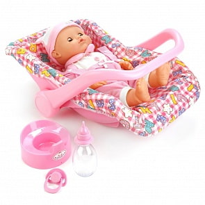 Интерактивный пупс, 40 см, 3 функции, пьет, писает и закрывает глазки, в переноске (Карапуз, BAE1999-01-RU)