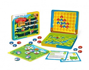 Магнитные настольные игры 4-в-1: змейки-лесенки, четыре в ряд, крестики-нолики, пазл, 4+ (Magneticus, BG-001)