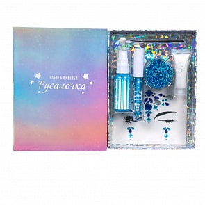 Набор косметики для образа Сказочная Русалочка: бирюзовая спрей-краска для волос 38 мл, бирюзовый блеск для губ с блёстками 3 мл и краска для лица (Lukky, Т16152)