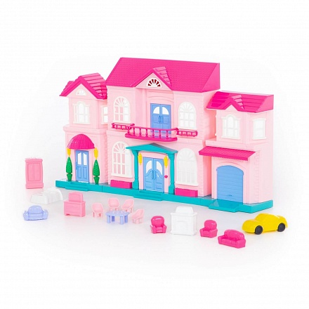 Кукольный домик София с набором мебели и автомобилем, 14 элементов 