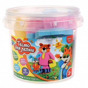 Набор для лепки Герои Сказок 12 цветов, формочки в ведре (MultiArt, 250MOLD-RT)