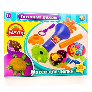 Масса для лепки - Готовим кексы, 4 баночки разных цветов с тематическими аксессуарами (Abtoys, 085348)