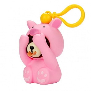 Мишка-дразнюка, показывающий язык и опускающий лапы, 6 х 10 см, костюм поросенка (1toy, Т14729)