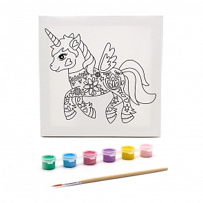 Раскраска на холсте - Цветочный единорог, 20 х 20 см (Развивашки, Р3000)